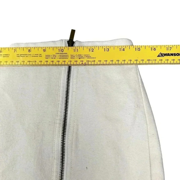 J Crew 4 Women 100% Wool Neutral Pencil Skirt Asymmetrical Zipper Pocket Career - Picture 10 of 15